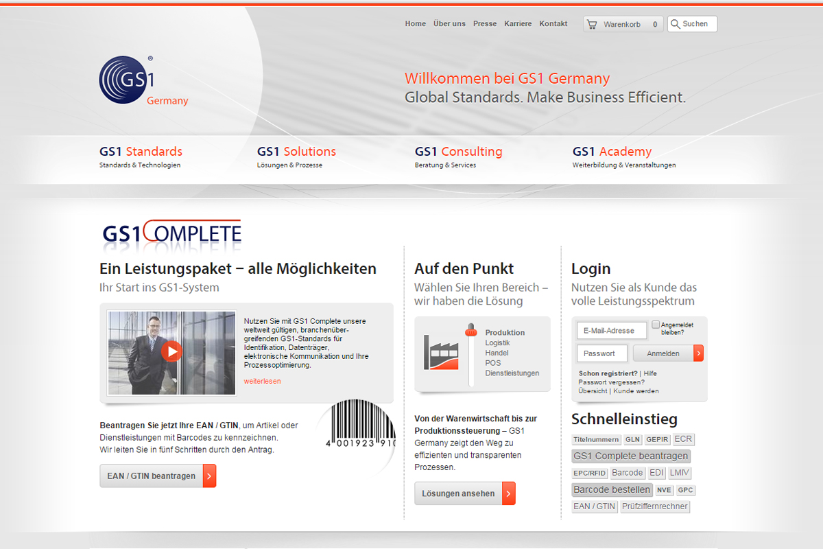 GS1 – Screendesign Website