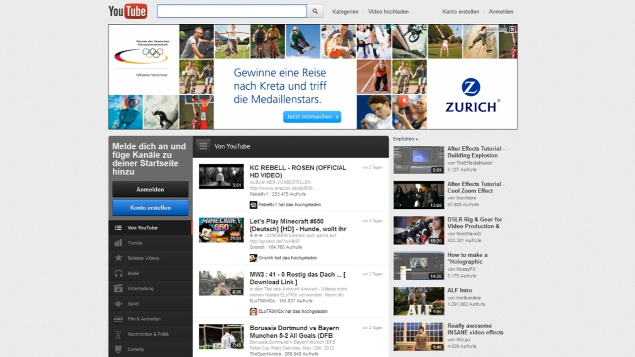 Zurich – Masthead YouTube