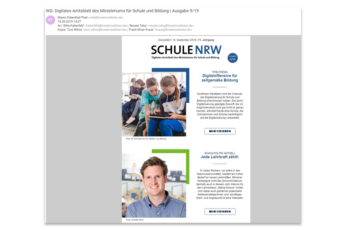 Ministerium für Schule und Bildung NRW – Online-Werbung