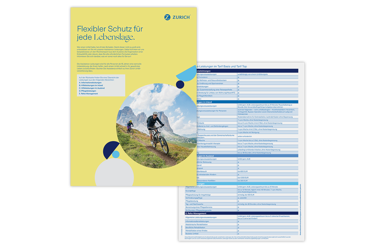 ZURICH – Lebensversicherungen – Flyer und Datenblätter
