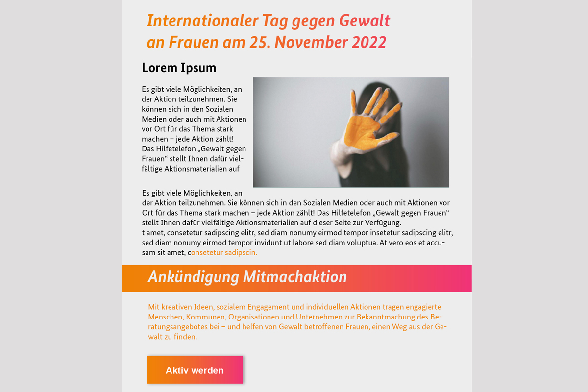 Hilfetelefon – Newsletter – Pitch